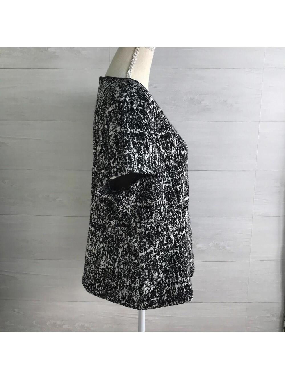 NWT Liz Claiborne: Black & White Impressionist Dream short sleeve peplum top XL - Picture 2 of 5